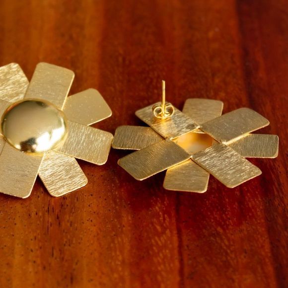 Handmade gold plated new earrings heavy and thick material - Picture 4 of 4